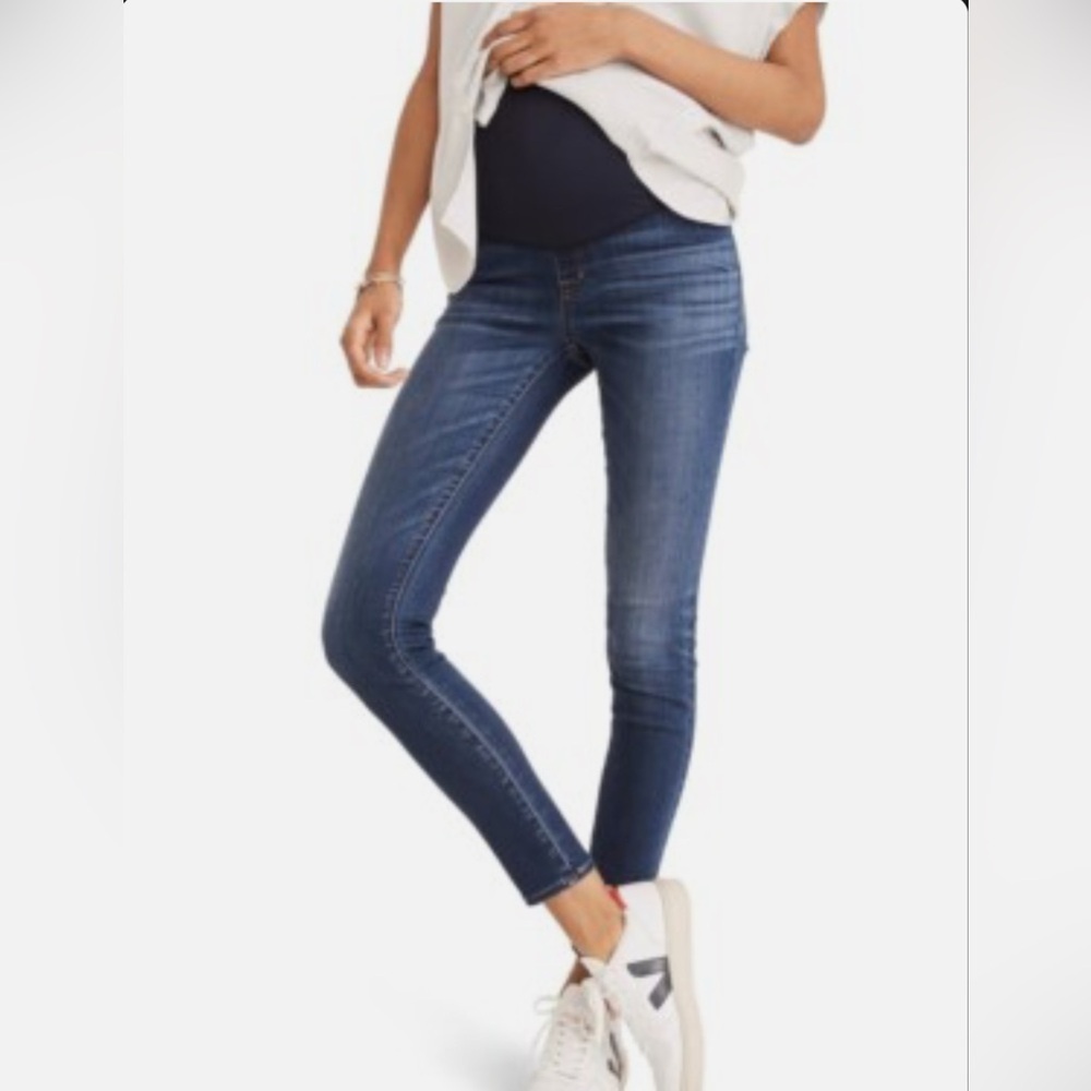 MADEWELL MATERNITY OVER THE BELLY SKINNY JEANS IN DANNY WASH TENCEL DENIM